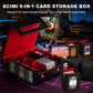Scimi 9IN1 MTG Deck Box with Handle, Fits 1000 Trading Cards or 8 Commander Decks, Premium Black Red Leather TCG Storage Case with 8 Removable Trays