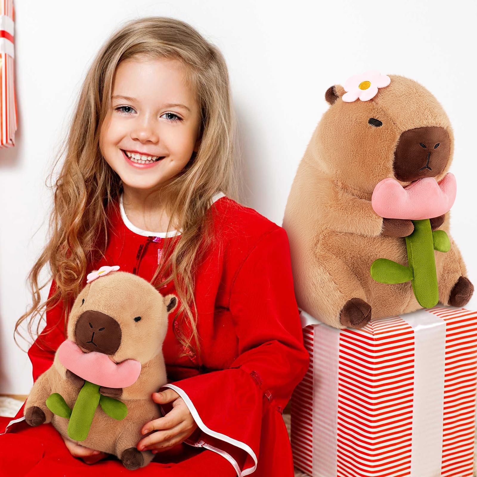 Achwishap Capybara Plush,Cute Plushies Capybara Stuffed Animals,Capybara Plush Toys,Kawaii Plushie Stuffed Toy with Flower Plushies Gifts for Kids