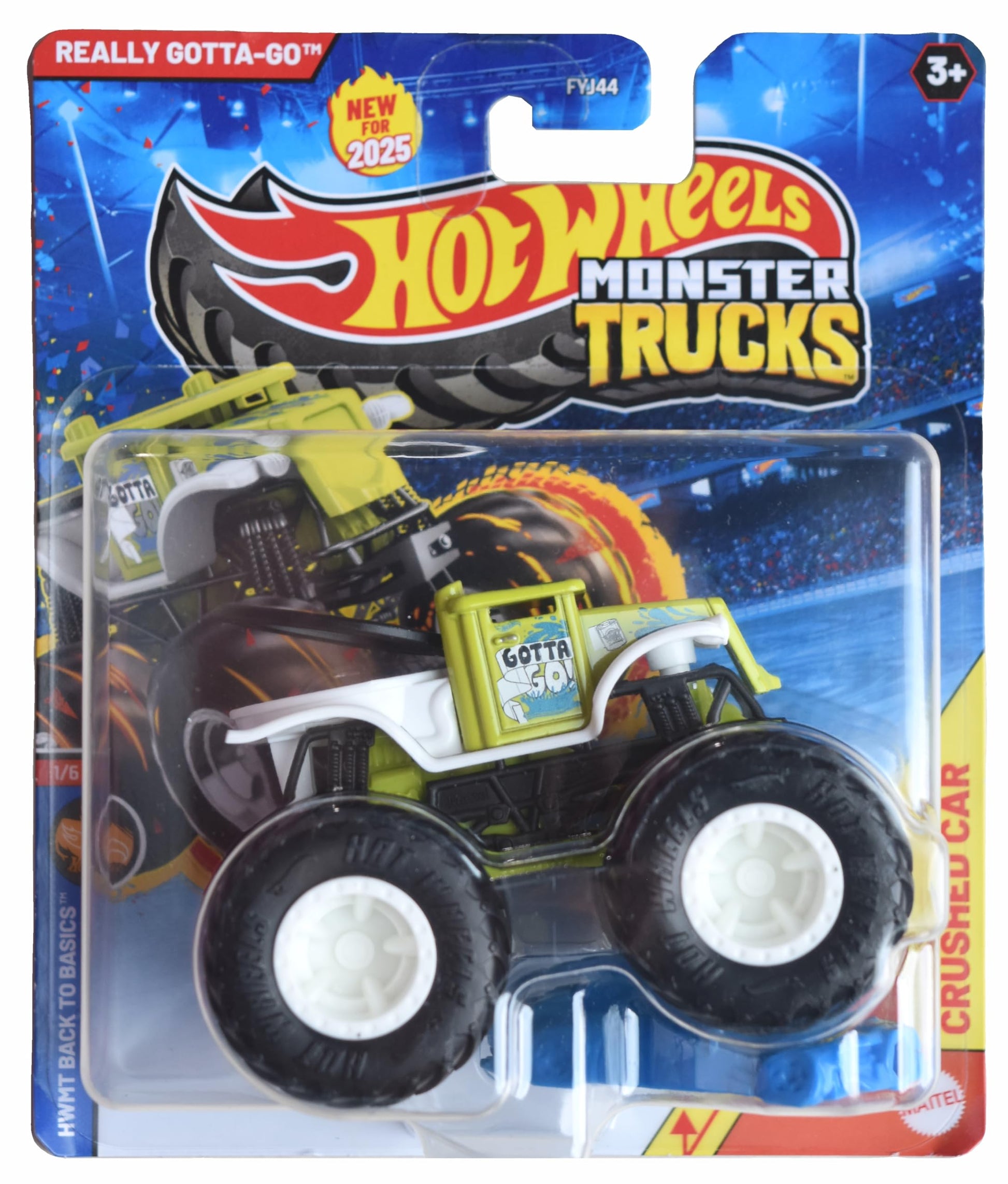 Hot Wheels Monster Trucks Really Gotta Go, Includes Crushed Car 1:64 Scale die cast