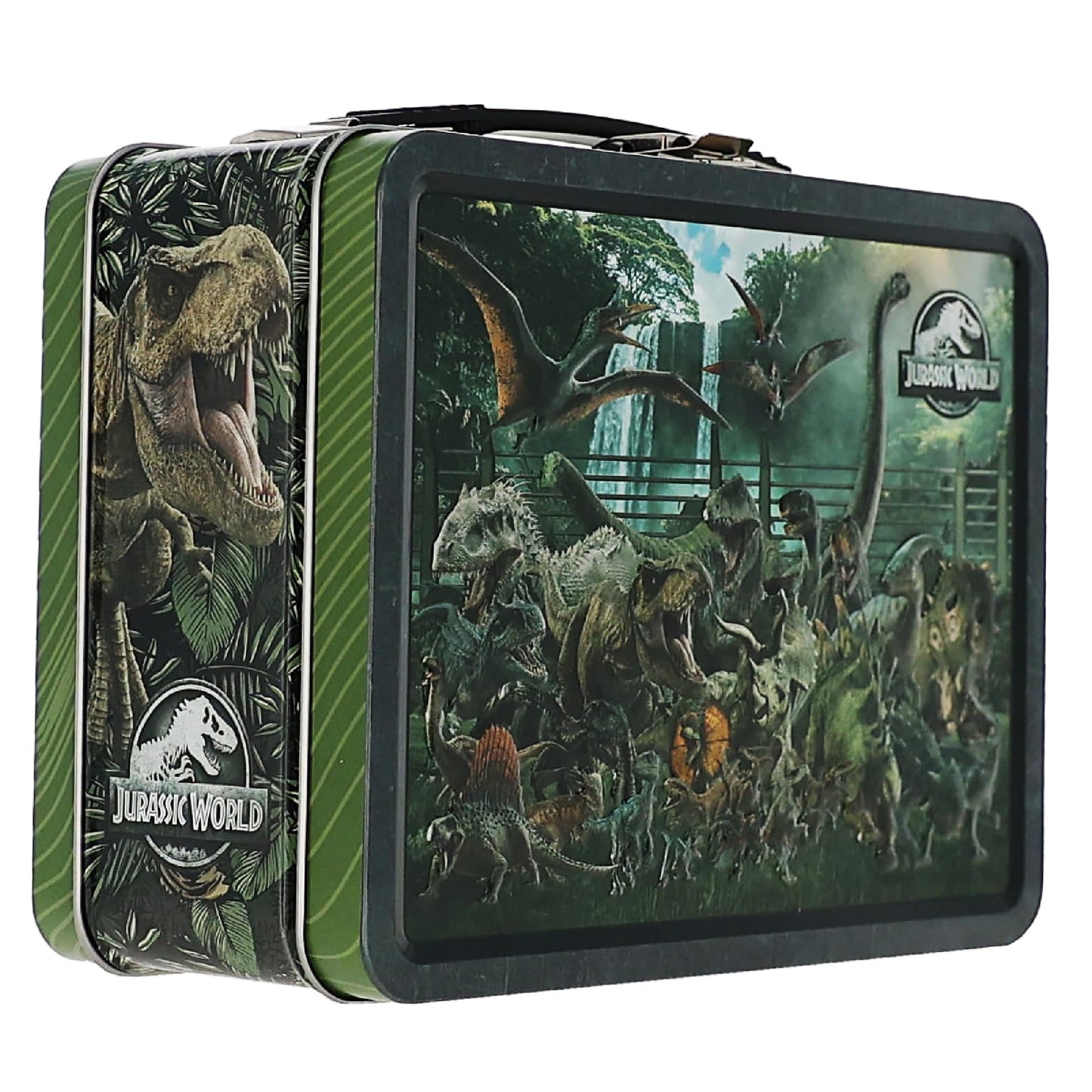 AQUARIUS Jurassic World Fun Box 8 x 6 Inches - Dinosaur Tin Storage Organizer Collectible Merchandise Gift for Kids and Teens