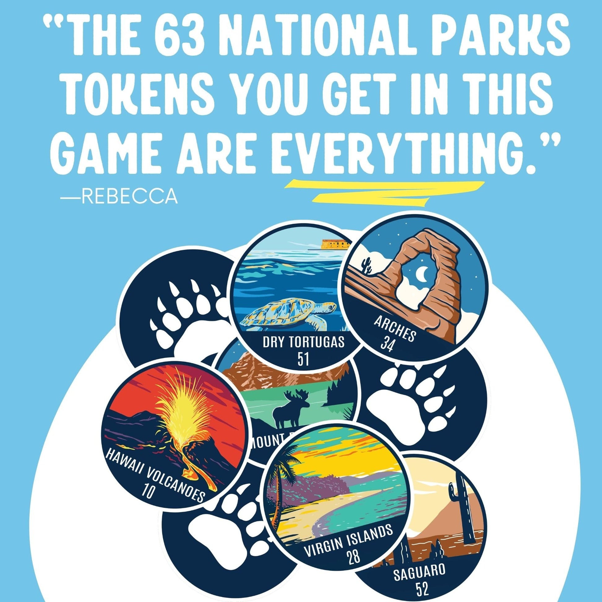 Lucky Bears National Parks Board Game | Collectible Token Set with All 63 Parks | Family Board Game for Kids and Adults | Great National Parks Gift