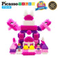 PicassoTiles PTB106 106pcs Hedgehog Lock Building Blocks Tiles Pink Castle Theme Set w/Human Figures Learning Playset STEM Toy Set Educational Kit