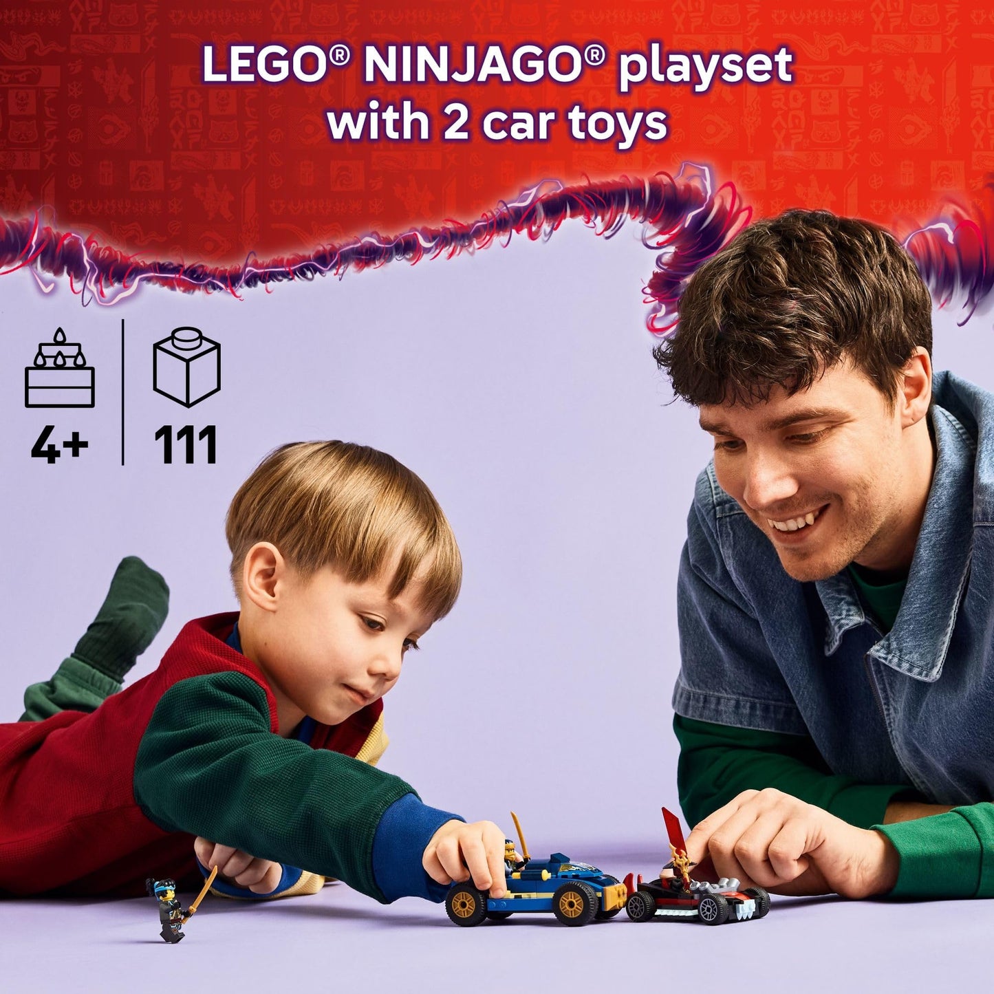 LEGO NINJAGO Rogue vs. Drix Race Car Duel Building Toy for Preschool Kids - Ninja Toy with Starter Brick for Boys & Girls, 4+ - Gift Idea for