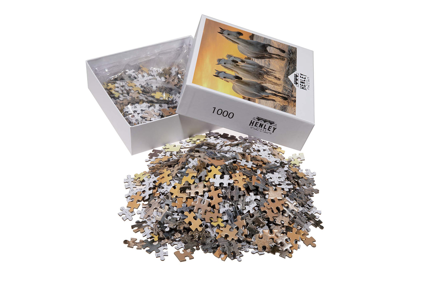 Horse Puzzle or Horse Puzzles for Adults 1000 Piece Horses Puzzle Frame with Fun Fact Poster & Reference Poster, Large Puzzle Galloping Horses on