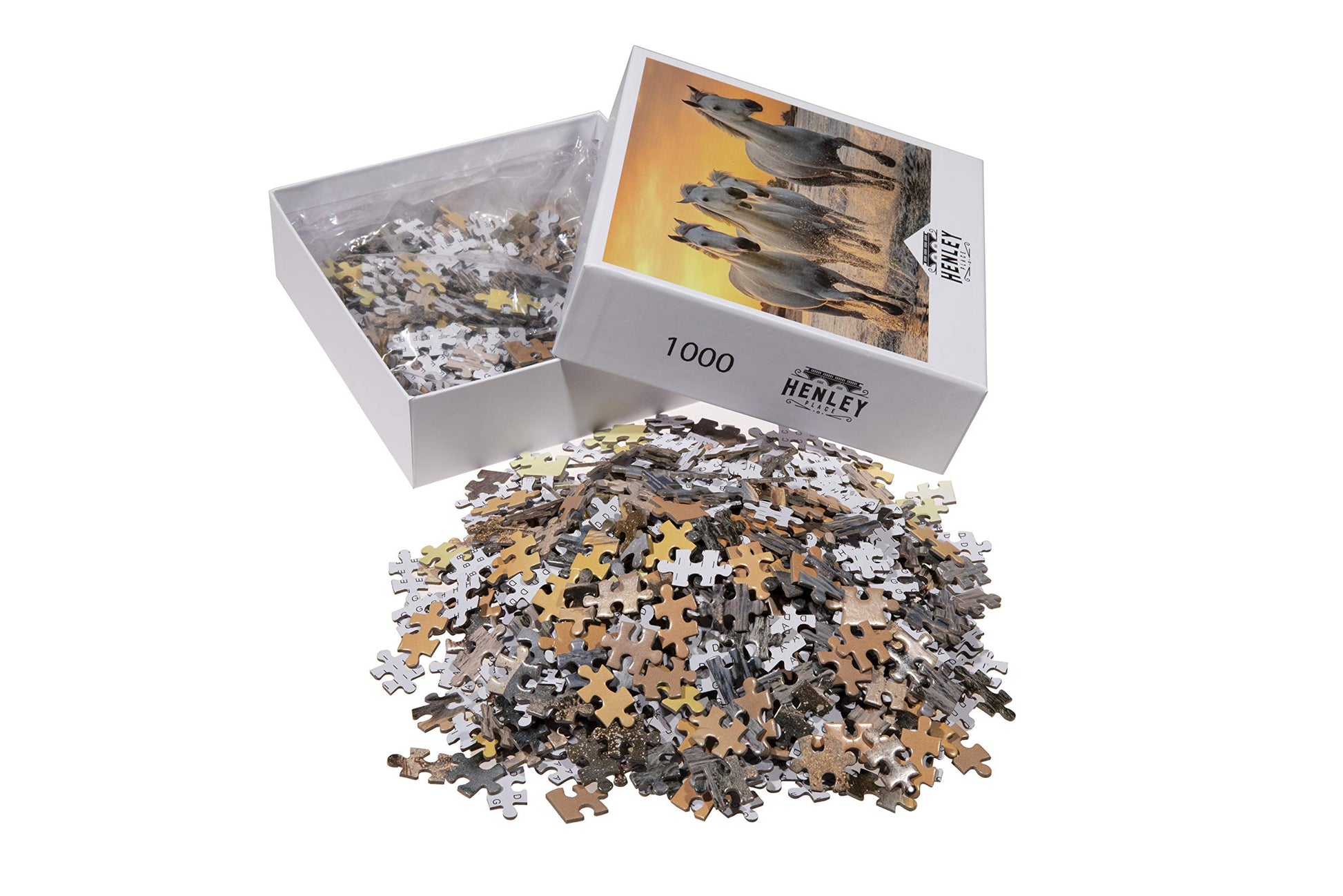 Horse Puzzle or Horse Puzzles for Adults 1000 Piece Horses Puzzle Frame with Fun Fact Poster & Reference Poster, Large Puzzle Galloping Horses on