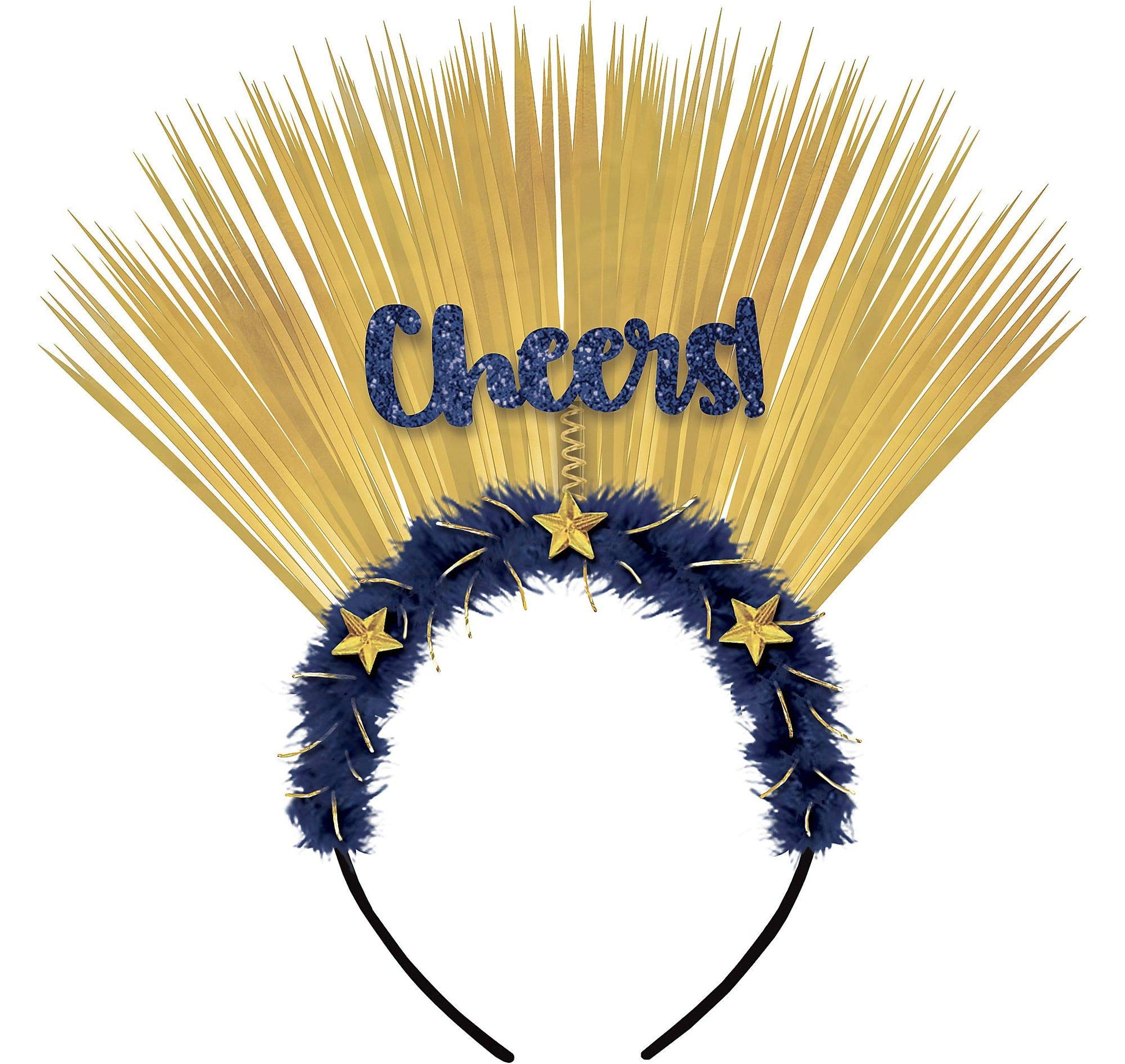 Amscan 3900500 Midnight "Cheers!" Headband, Marabou, 13" H x 10" W (Made of plastic, polyester, and marabou) 1 ct