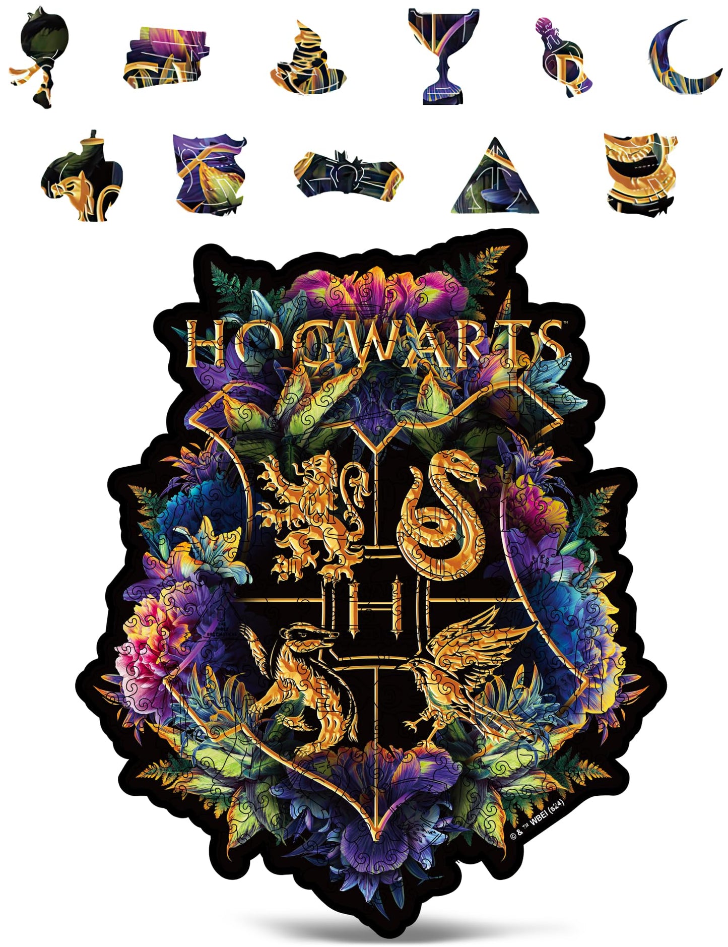 CRAFTHUB Harry Potter Puzzle - Hogwarts Crest - Fine Oddities - A3 Size - Wooden Jigsaw Puzzles for Adults - 201 Unique Shaped Pieces - Officially