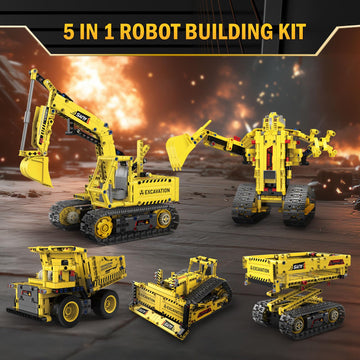 OUTOGO 5 in 1 STEM RC Robot Building Kit, 555 PCS APP & Remote Control Robot Toys for Kids Age 6 7 8 9 10 11 12+, Engineering Science Coding Robotic
