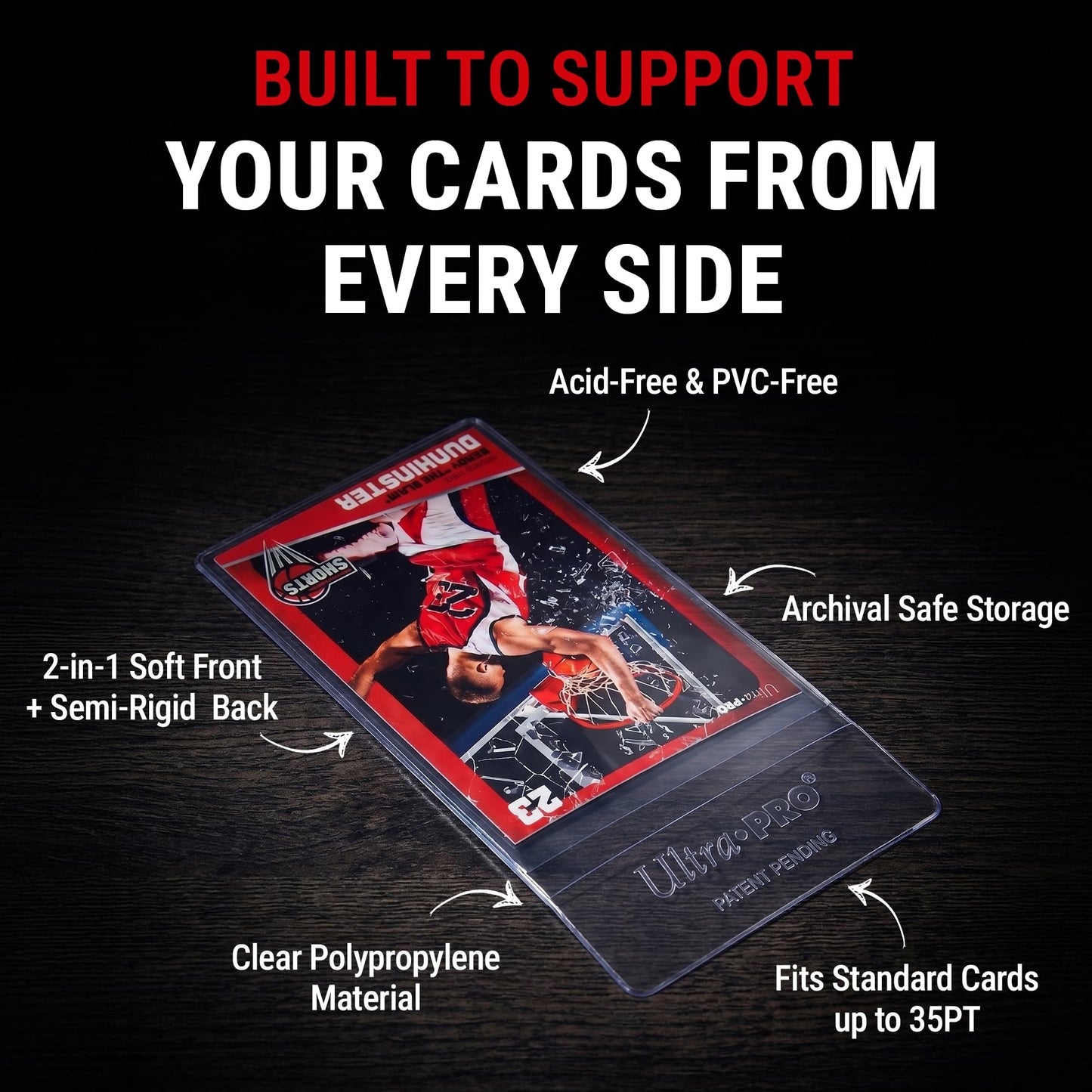 Ultra Pro CardPreserver Trading Card Holders - 2-in-1 Semi Rigid Card Protector Sleeves - Clear Polypropylene, Acid-Free, PVC-Free & 720° Security