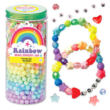 Creativity for Kids Rainbow Bead Jar Jewelry Making Kit: Makes 40+ Friendship Bracelets, DIY Crafts for Girls, Great Summer Activities for Kids (Ages