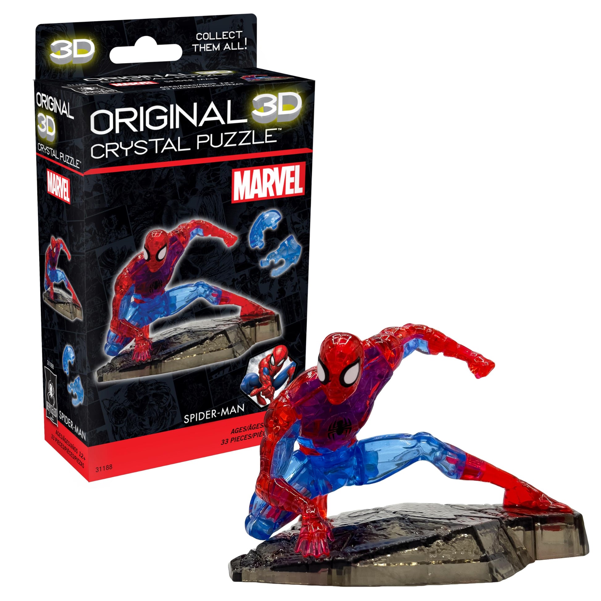 Marvel Spider-Man Crystal 3D Puzzle, 33-Pc Brain Teaser, Ages 12+