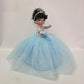 KINNEX COLLECTIONS SINCE 1997 17" Quinceañera Centerpiece Doll - Tulle Gown, Mis Quince Años Table Decoration & Keepsake ARC8421-4 (Baby Blue)