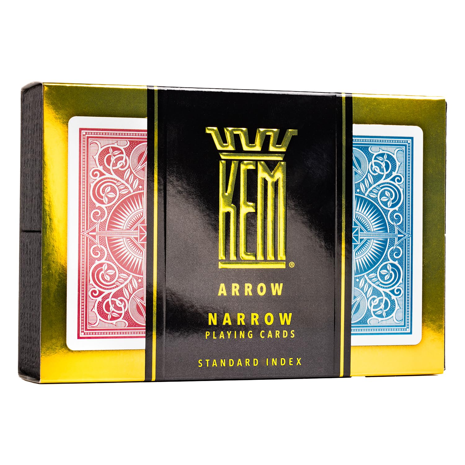 KEM Arrow Red and Blue Plastic Playing Cards, Standard Index, Bridge Size, Premium, Casino Grade Poker, 2 Decks