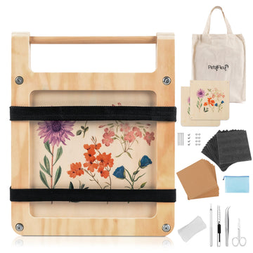 PetalFleur Flower Press Kit for DIY Crafting | Complete Set with Scissors, Utility Knife, Storage Bag, Cardboard & Foam Pads | Perfect for Nature