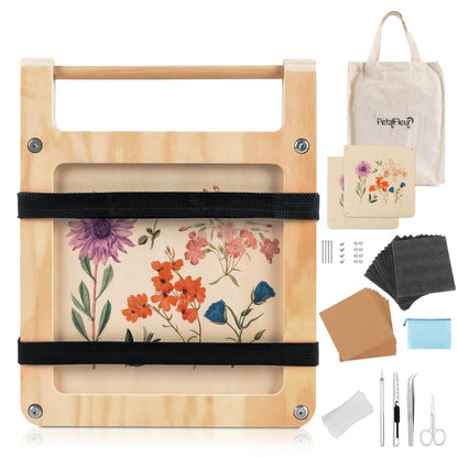 PetalFleur Flower Press Kit for DIY Crafting | Complete Set with Scissors, Utility Knife, Storage Bag, Cardboard & Foam Pads | Perfect for Nature