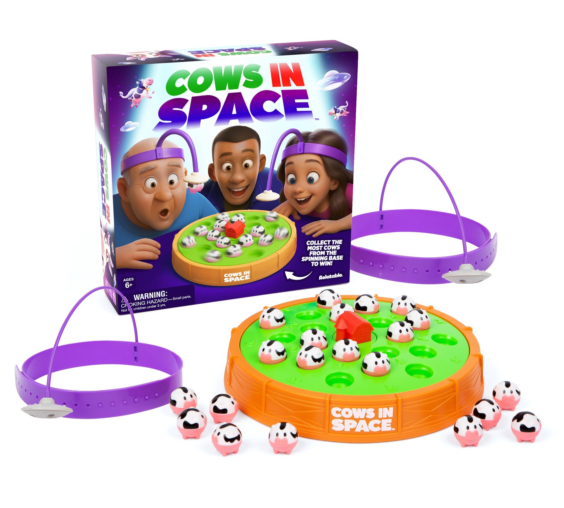 Cows in Space By Relatable - 2026 Toy of The Year Finalist, The Kid-Friendly Extraterrestrial Fun 2 Player Games - Includes 2 UFO Headbands, 1