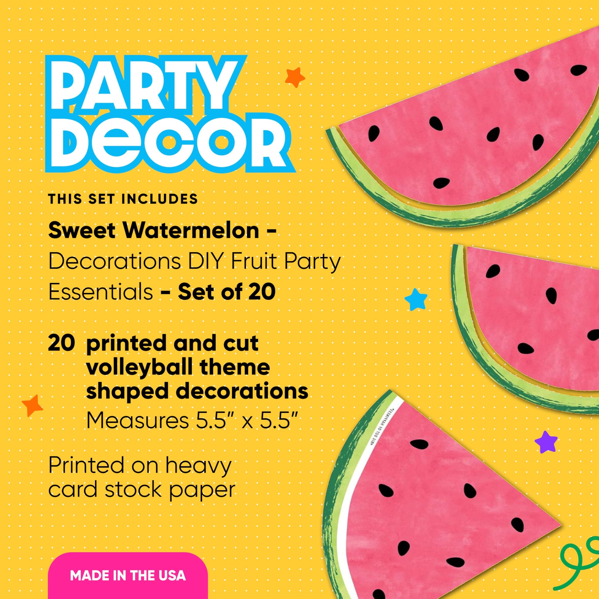 Big Dot of Happiness Sweet Watermelon - Decorations DIY Fruit Party Essentials - Set of 20