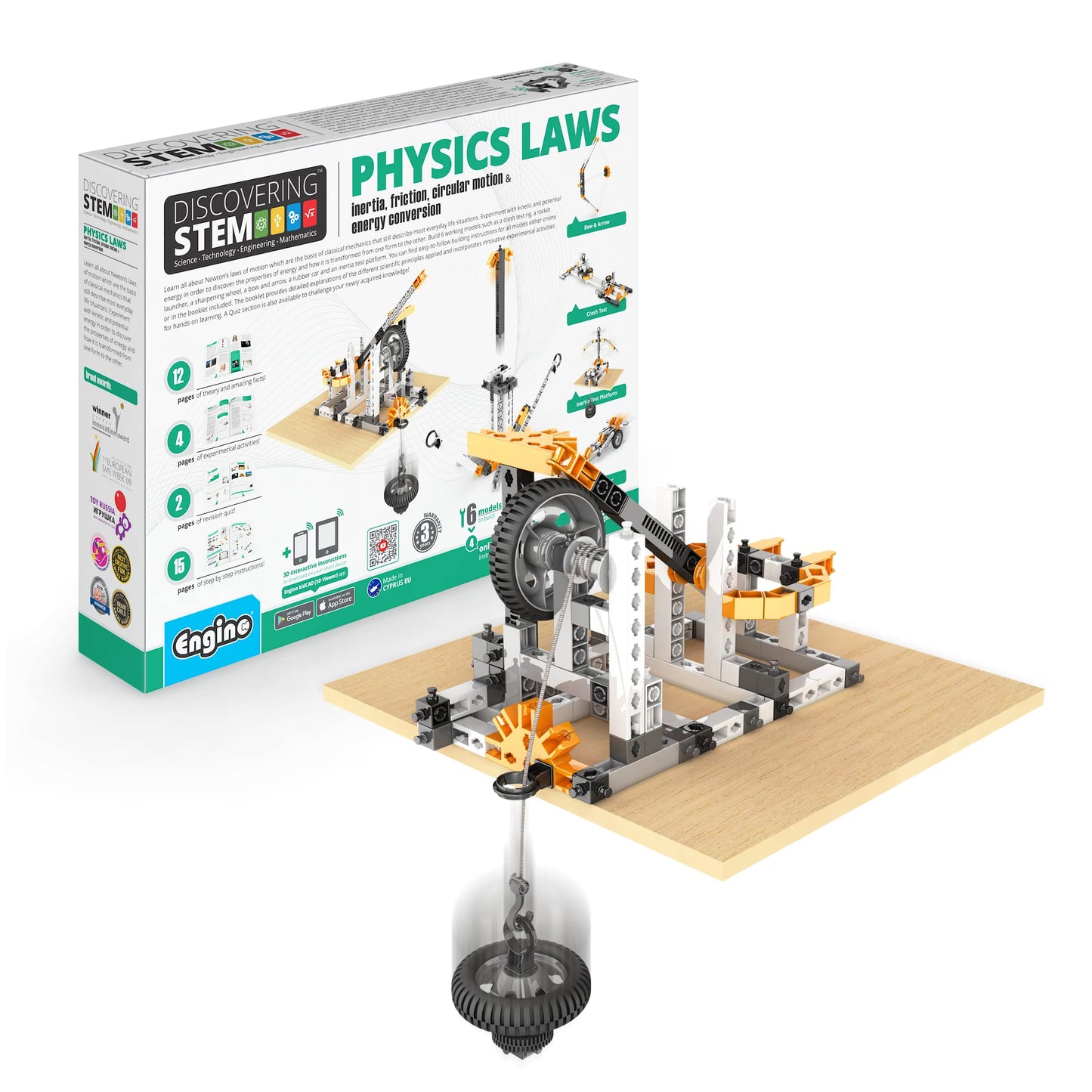 Engino STEM Toys, Physics Laws: Inertia, Friction & Circular Motion, Engineering Kit for Kids 9+, Creative STEM Projects, Gifts for Boys & Girls
