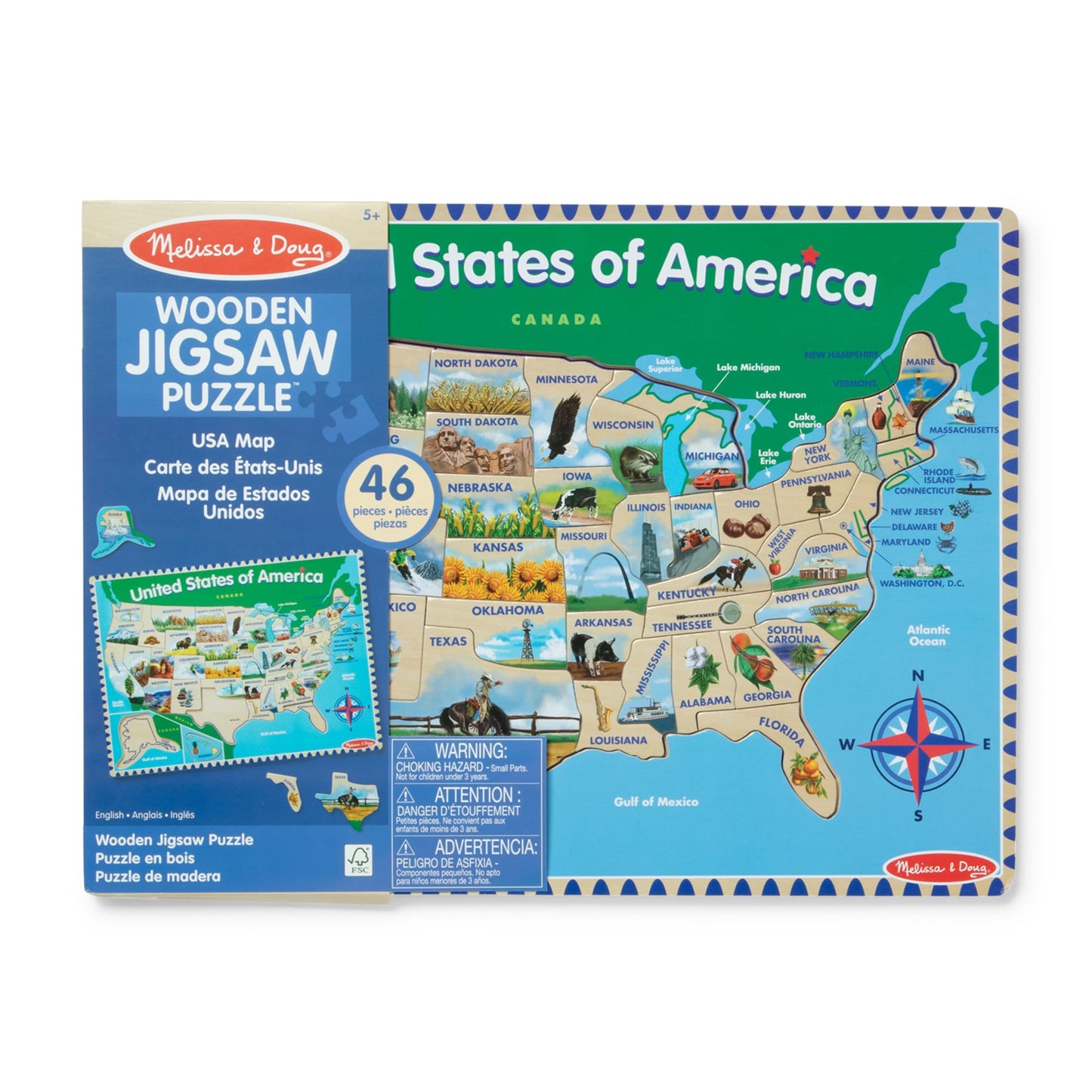 Melissa & Doug USA Map Wooden Puzzle (45 pcs)