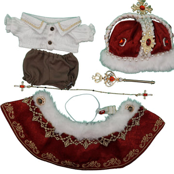 Royal King Clothes for 15/17cm Labubu | 6-Piece Regal Robes in Crimson Velvet | Luxury Doll Clothes for Collectors