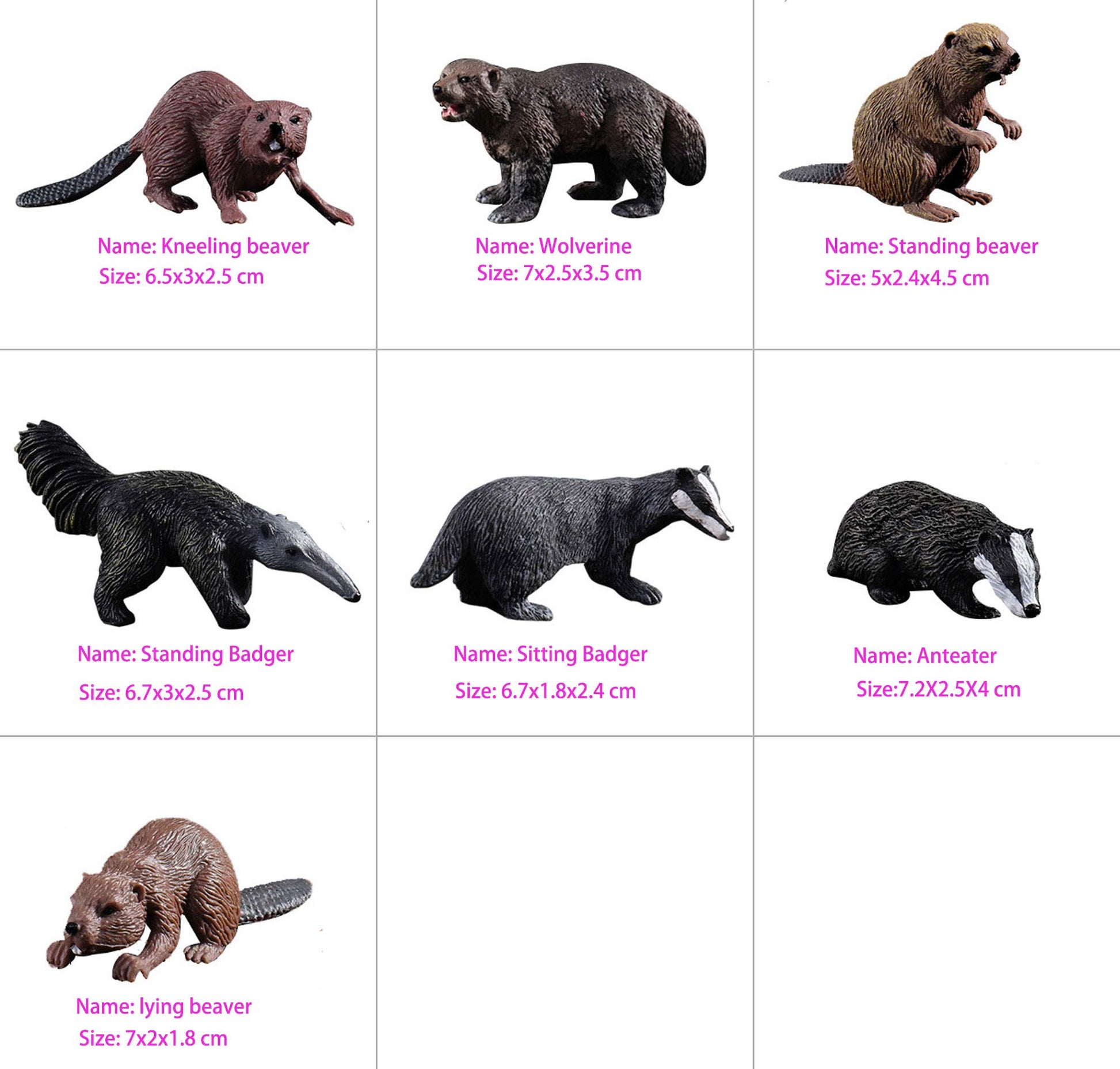 HOMNIVE Rainforest Figures for Kids, 7 pcs Plastic Realistic Animal Figurines, Small Animals Cake Topper, Learning Educational Toys for Christmas