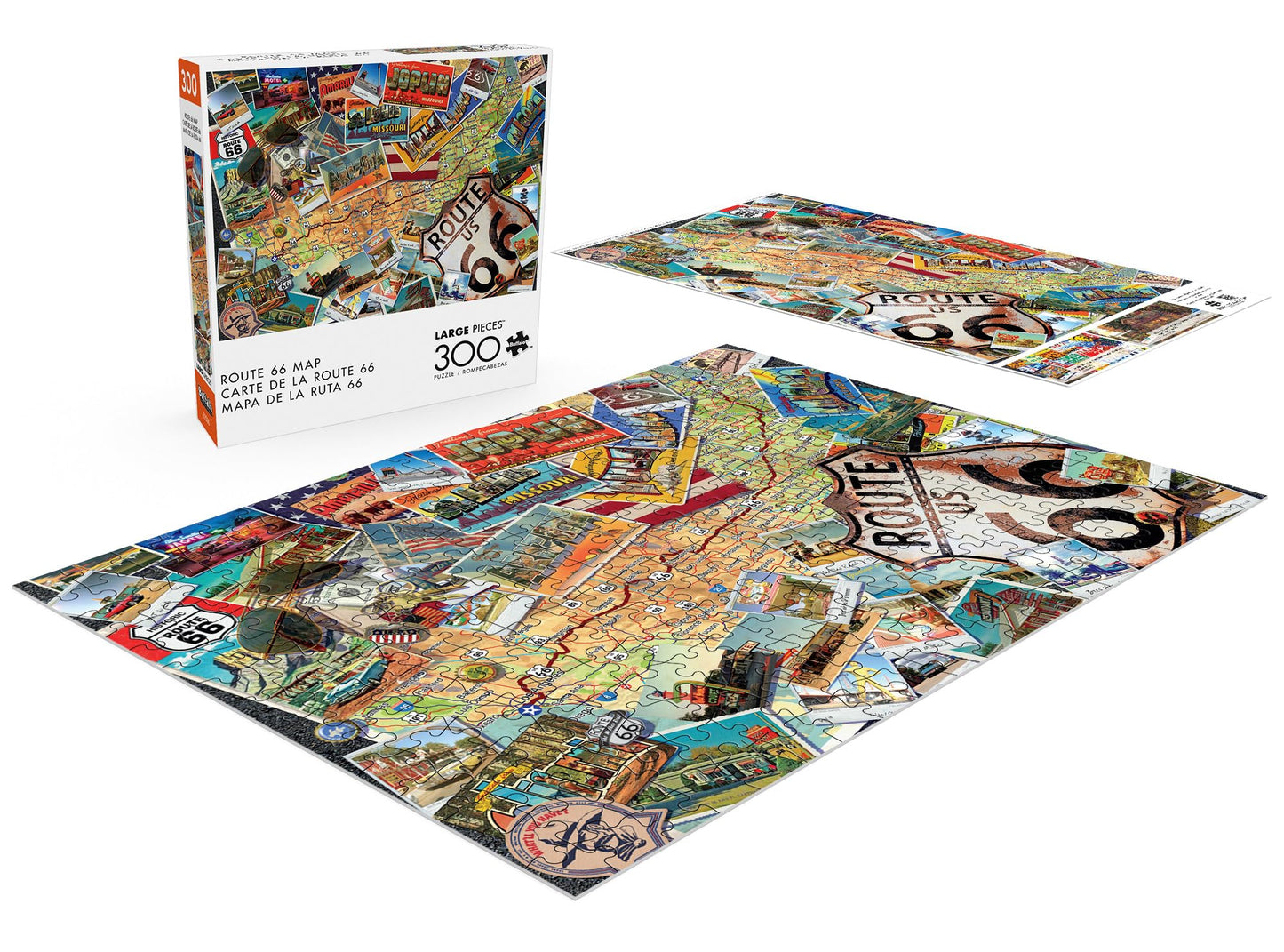 Buffalo Games - Route 66 Map - 300 Large Piece Jigsaw Puzzle for Adults