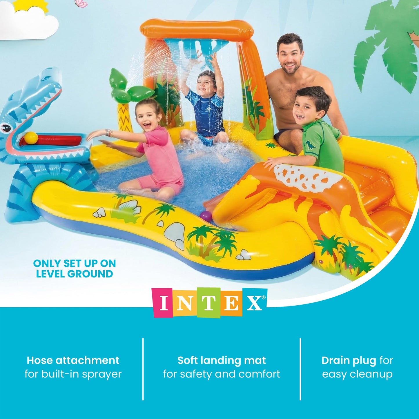 INTEX Dinosaur Inflatable Swim Center & Kiddie Pool for Outdoor Play