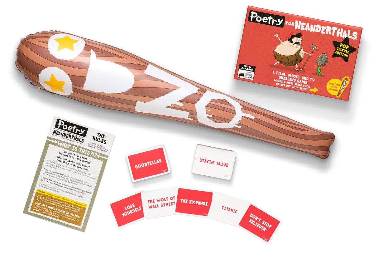 Poetry for Neanderthals: Pop Culture Edition by Exploding Kittens - 2+ Players - Ages 7+ - 15 Minutes to Play - Competitive Word Guessing Game - Party