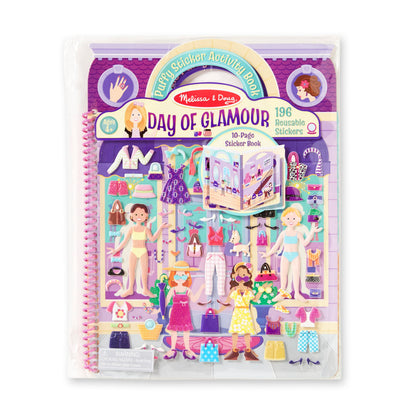 Melissa & Doug Day of Glamour Puffy Sticker Activity Book - 196 Reusable Stickers with 10 Pages of Background Scenes, Fashion-Themed Mess Free Travel