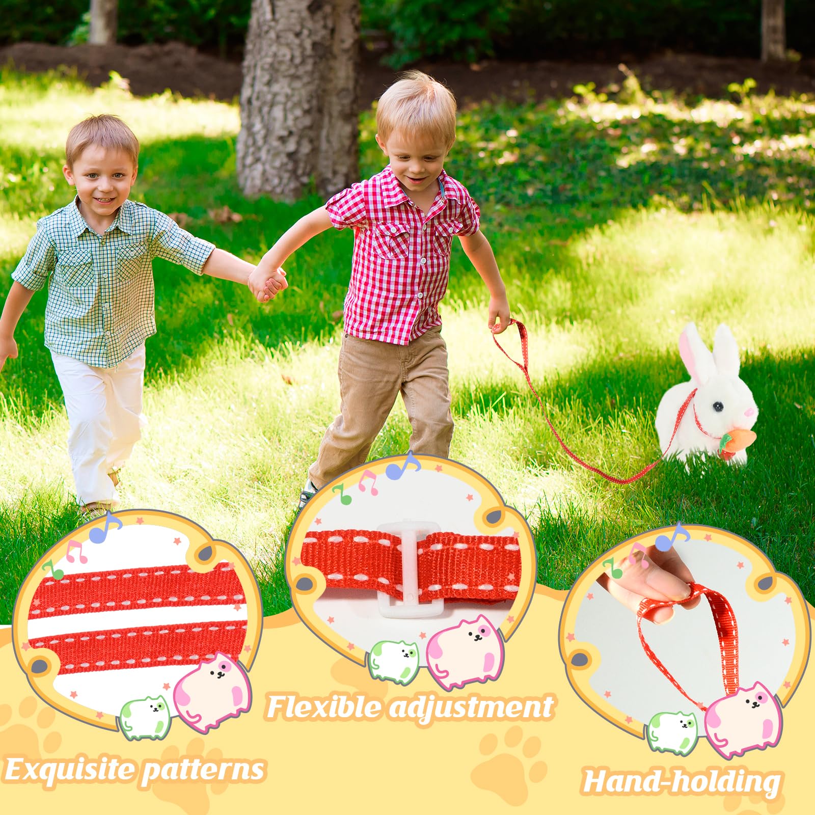 lonfypeng Hopping Rabbit Interactive Electronic Pet Plush Bunny Toy with Sounds and Movements Animated Walking Wiggle Ears Twitch Nose Gift