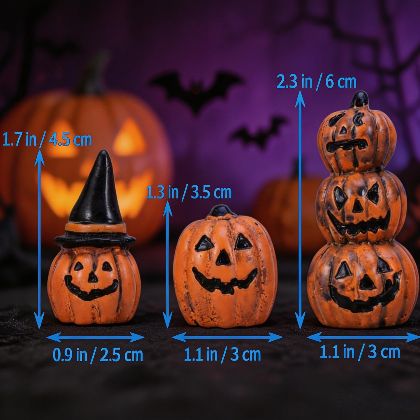 SENTOP 3pcs Miniature Figurines, Fairy Garden Decorations, Halloween Pumpkins & Party Favors