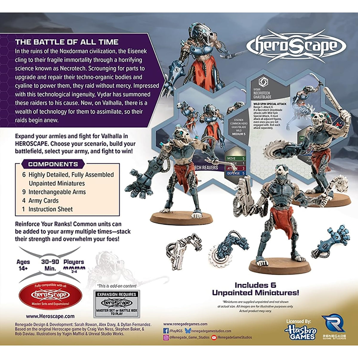 Renegade Game Studios Heroscape Necrotech Reavers Expansion, 6 Miniatures
