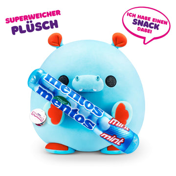 ZURU Snackles (Mentos) Hippo Super Sized 14 inch Plush by ZURU, Ultra Soft Plush, Collectible Plush with Real Licensed Brands, Stuffed Animal