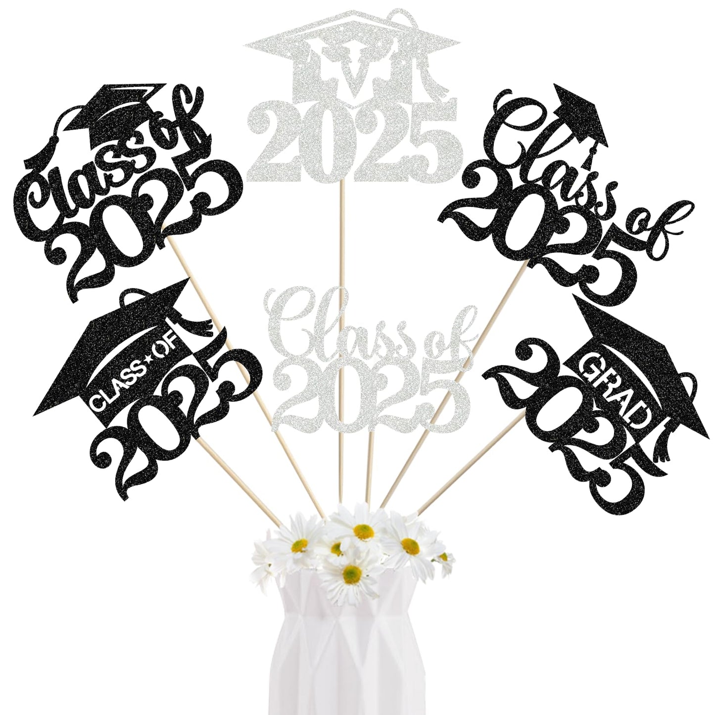 Black Sliver Graduation Table Decorations Graduation Centerpieces for Tables 2025 Graduation Decorations Class of 2025 Graduation Party Centerpieces