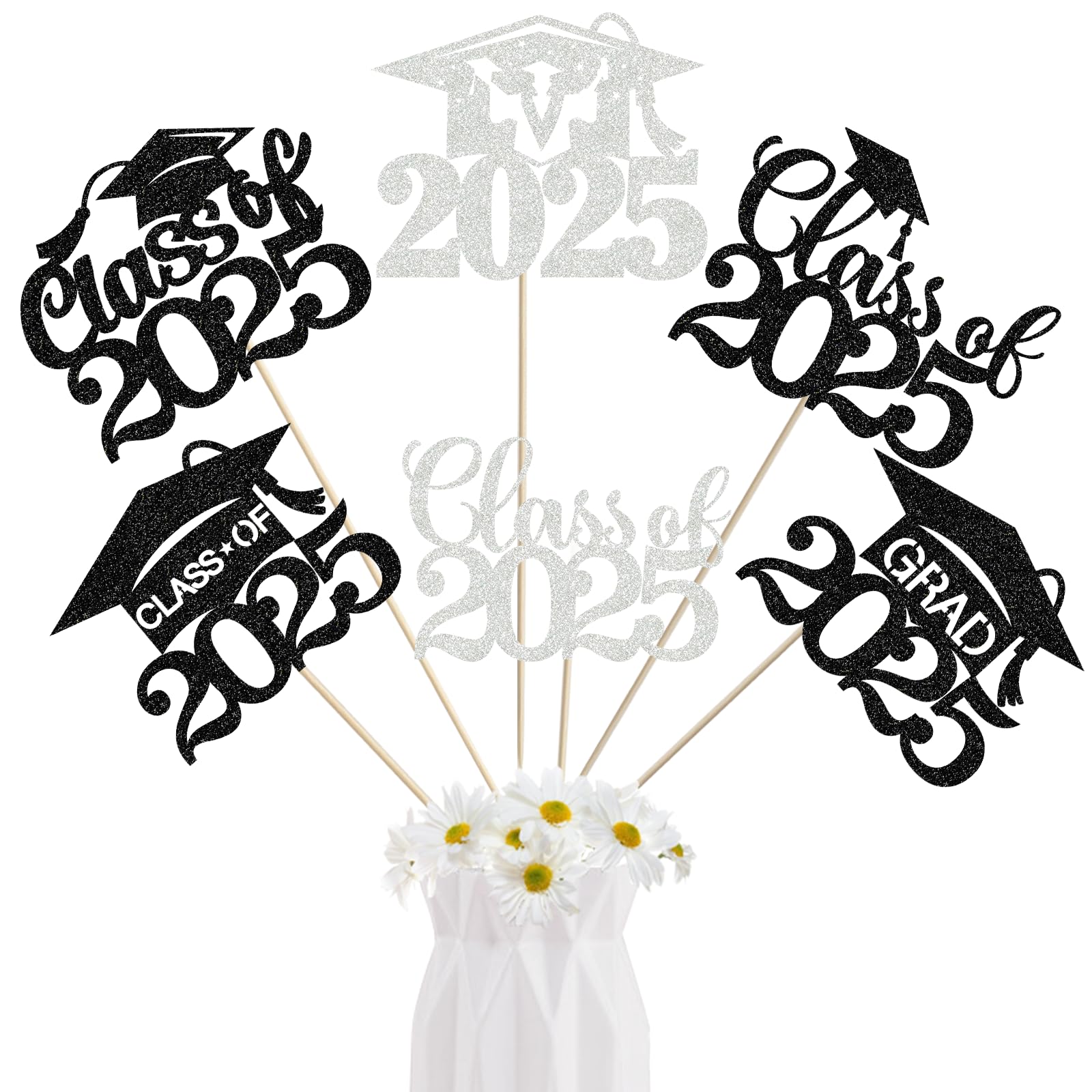 Black Sliver Graduation Table Decorations Graduation Centerpieces for Tables 2025 Graduation Decorations Class of 2025 Graduation Party Centerpieces