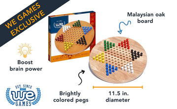WE Games Wooden Chinese Checkers Board Game with Wood Pegs