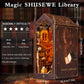 Book Nook Kit - DIY Miniature House Kit for Adults, Teens and Beginners, Magic Library 3D Wooden Puzzle Insert Decor with LED Light, Shelf Miniature