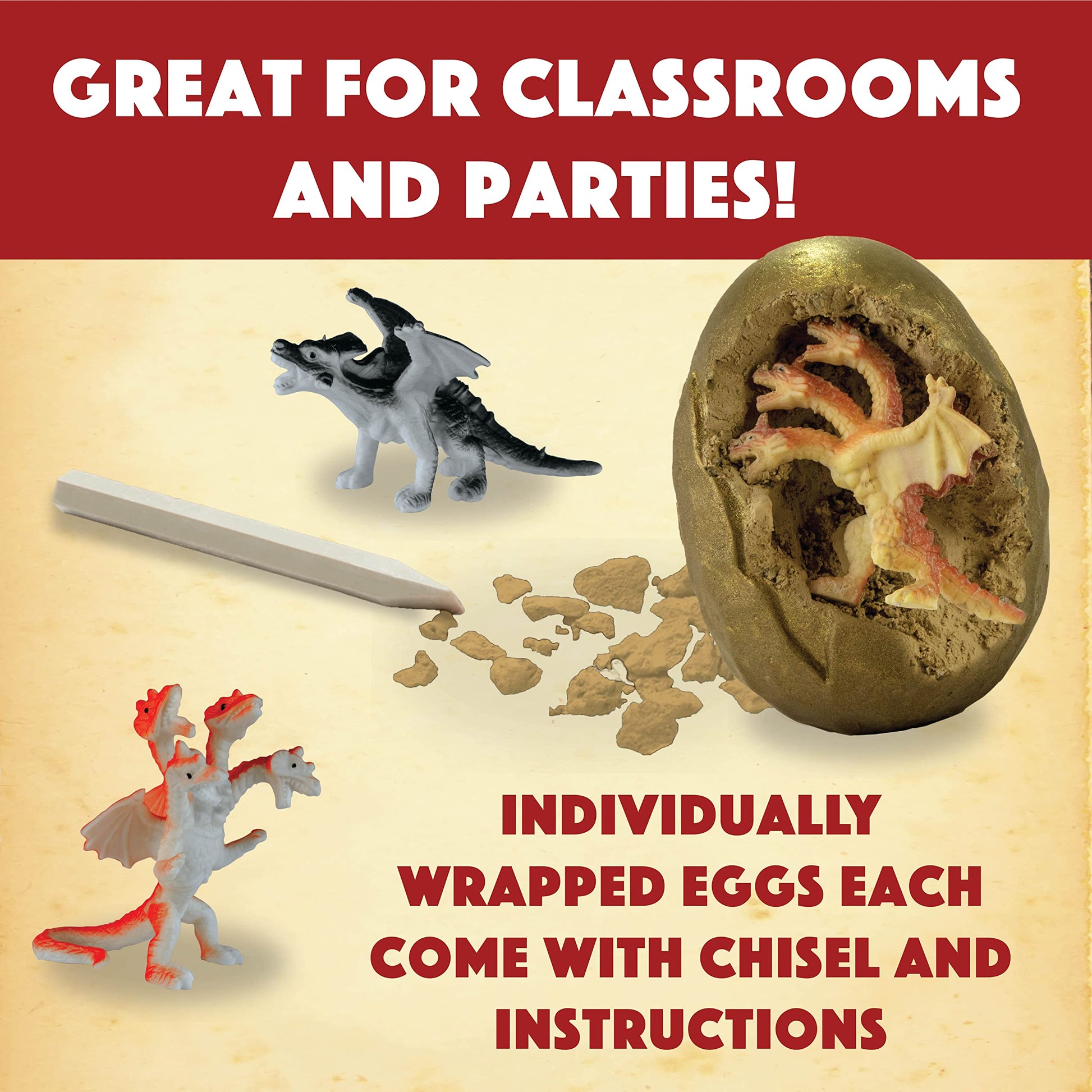 MindWare Dig It Up! Discoveries Dragon Eggs Dig Kit - Includes 12 Dragon Eggs with Toys Inside, Chisel Tools, Instruction Sheets & Excavation