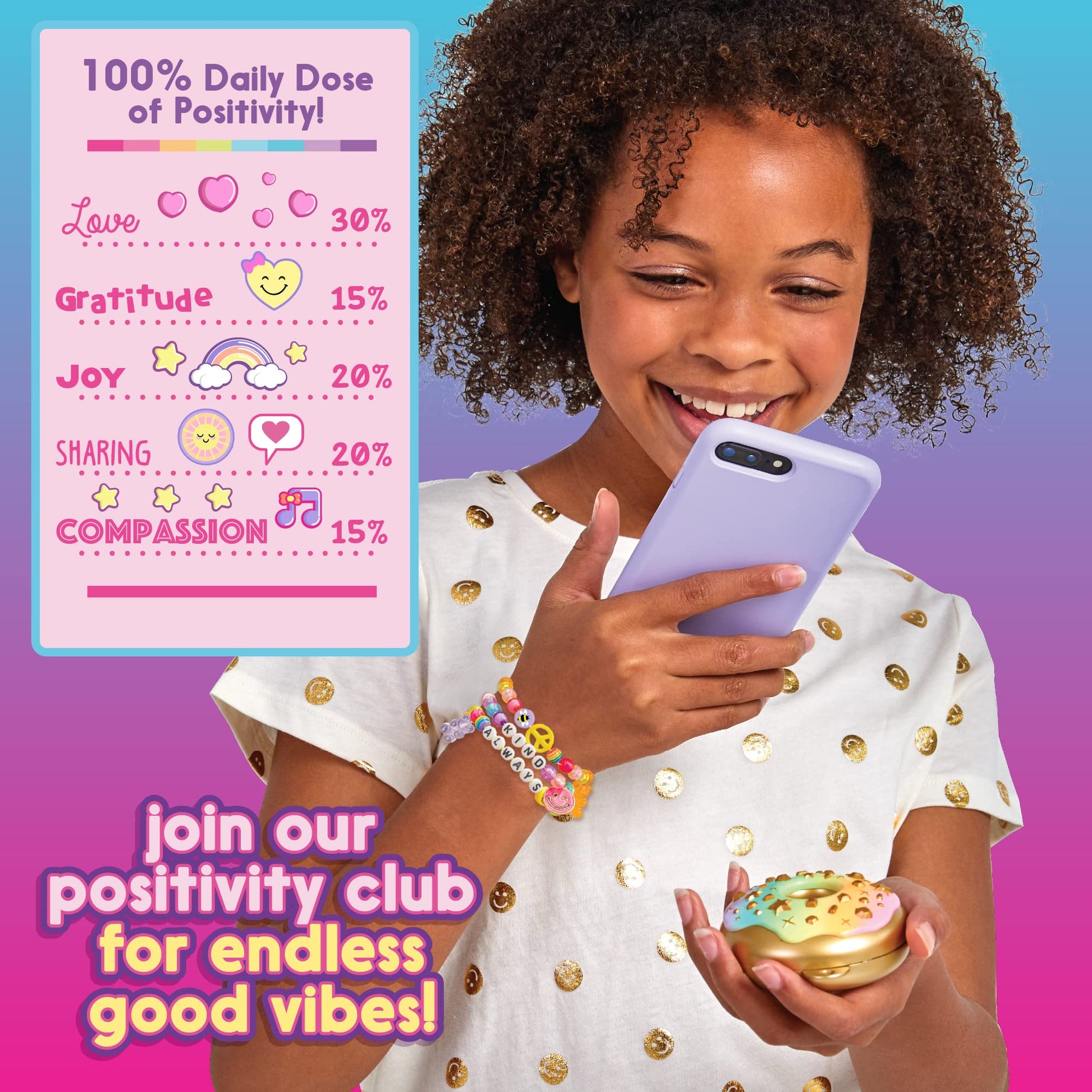 Donut Worries Make & Create Positivity Jewelry, 2-in-1 Collectible Bead Kits, Meaningful Jewelry For Teen Girls, Make Your Own Jewelry Kit & DIY