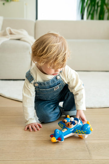 Wow Toys Police Plane Pete - Friction Powered Toy Plane with Pilot & Police Figures | No Batteries, Durable Preschool Vehicle for Toddlers Ages 1-5