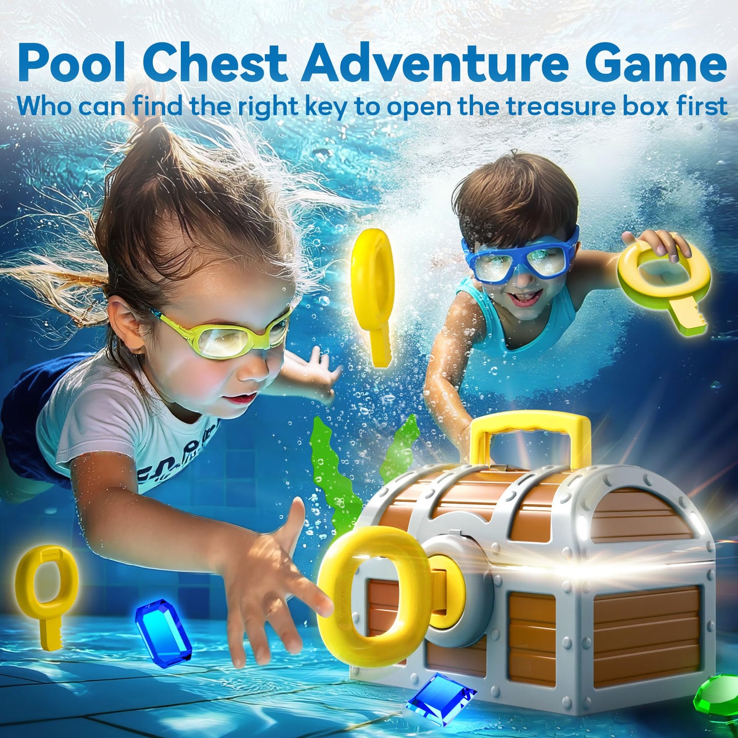 Funscape Kids Pool Diving Toy, Large Treasure Chest Water Dive Pool Games