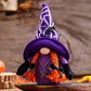 Halloween Gnome 2Pcs Handmade Plush Witch Vampire Dolls with Black Witch Cloak Hat Pumpkin Spider Tomte Elf Ornaments Decoration Set Gifts