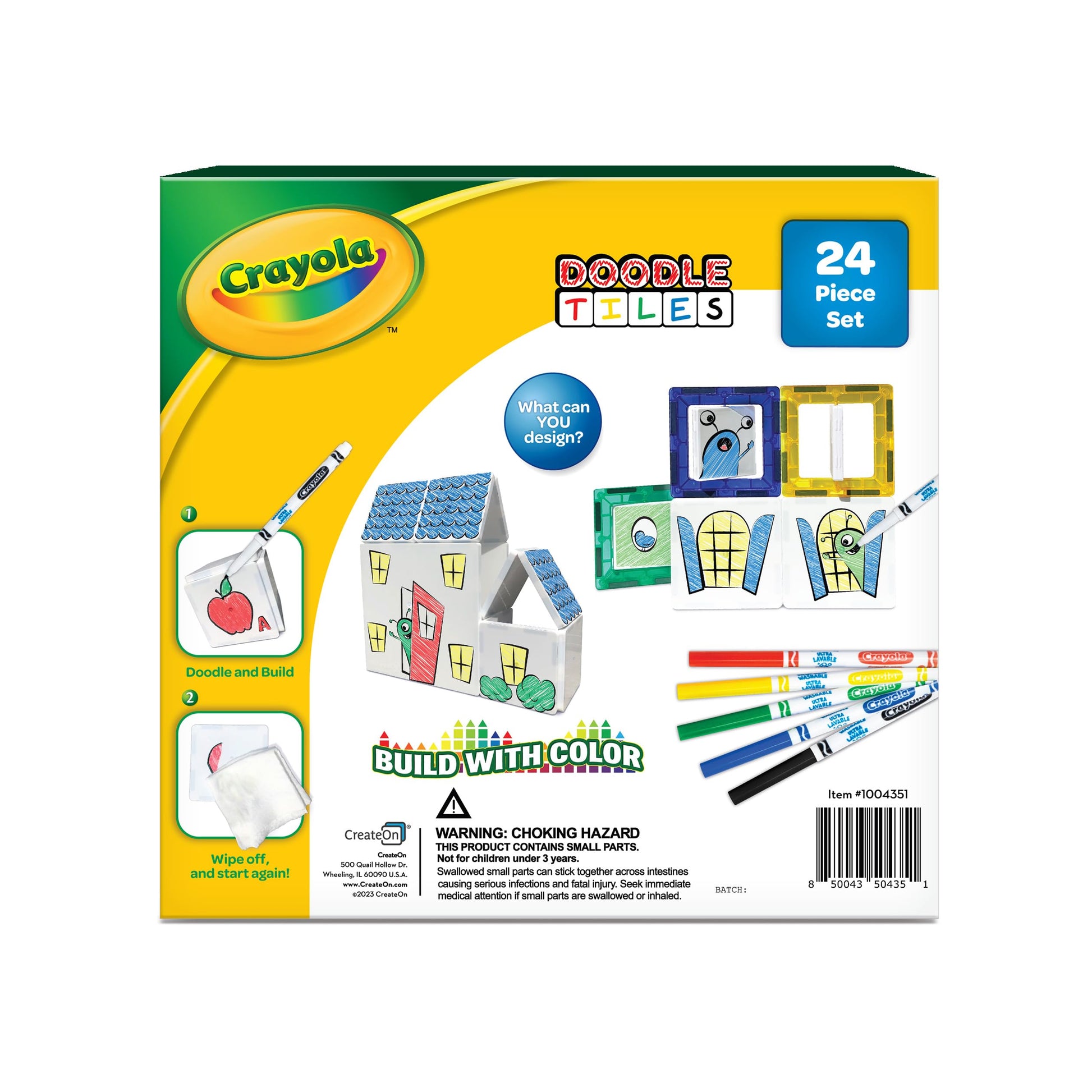 CreateOn Crayola Doodle Magnetic Tiles Building Set for Kids, Magnetic Kids’ Building Toys, STEM & Montessori Arts & Creativity Toys for Boys