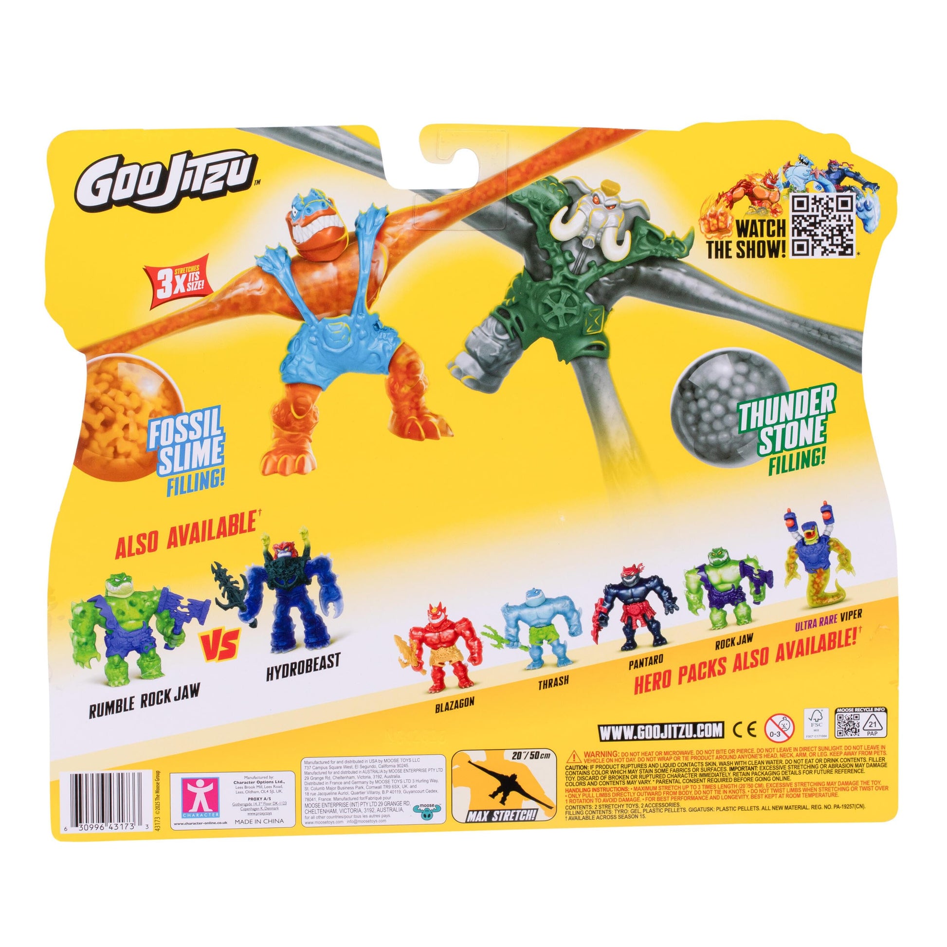 Goo Jitzu Tyro vs Gigatusk Versus Pack, 2 Stretchy Battle Figures with Mega Weapons, 5.5-Inch Action Toys for Kids