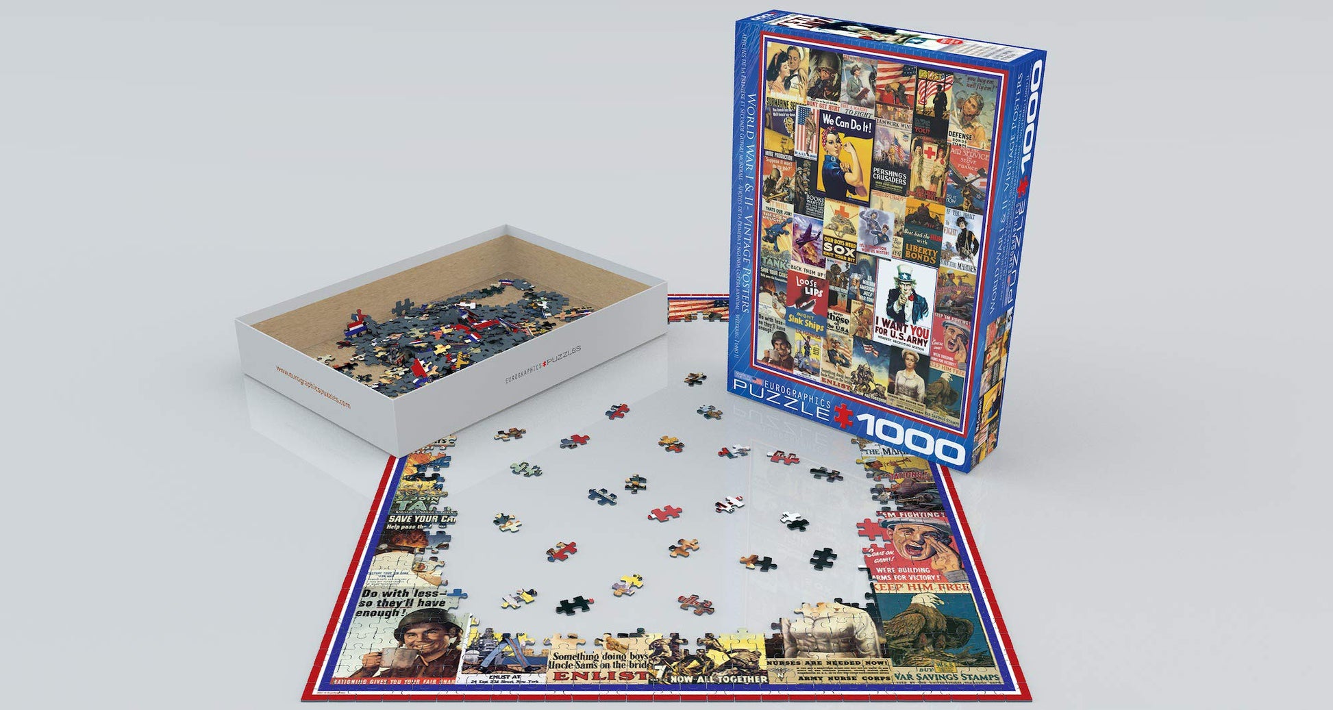 EuroGraphics World War I & II Vintage Posters 1000-Piece Puzzle, 19.25"" x 26.5"""