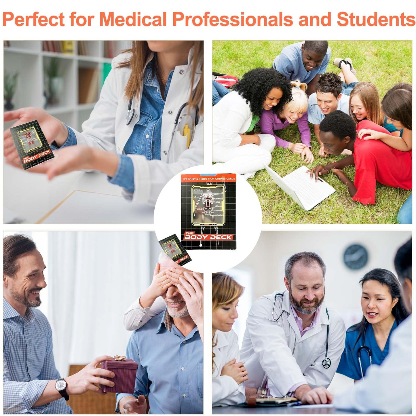 Dexprosy Human Anatomy Playing Cards - Body Deck with 3D Images, Waterproof Transparent Card Deck for Doctors, Nurses, Medical Students & Educators