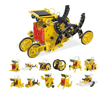 PicassoTiles 12-in-1 Solar Powered Transform Robot Set STEM Kids Educational Learning Engineering Building Toy Creative Unique Transformation Energy