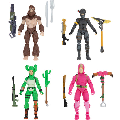 Fortnite Alchemist Squad Mode, 4 Figure Pack - 4 Inch King Flamingo, Prickly Patroller, Bigfoot, Elite Agent Collectible Action Figures, Plus 5