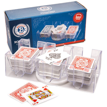 Brybelly Elite Rotating Card Deck Tray | Standard Sized Playing Cards | Rotates in Any Direction | Clear | 9 Deck Tray