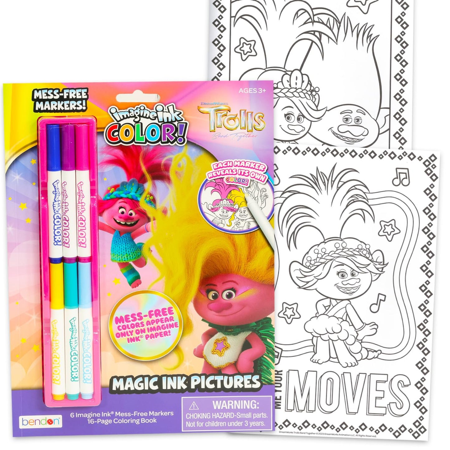 Imagine Ink Magic Mess-Free Coloring Books for Girls Kids Super Set Bundle ~ 3 Pack No Mess Disney Frozen, Moana, and Trolls Activity Books